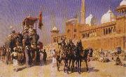 Edwin Lord Weeks Great Mogul and his Court Returning from the Great Mosque at Delhi, India Sweden oil painting artist